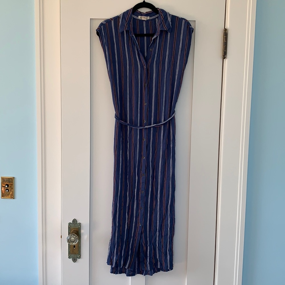 Billabong blue striped collared maxi dress